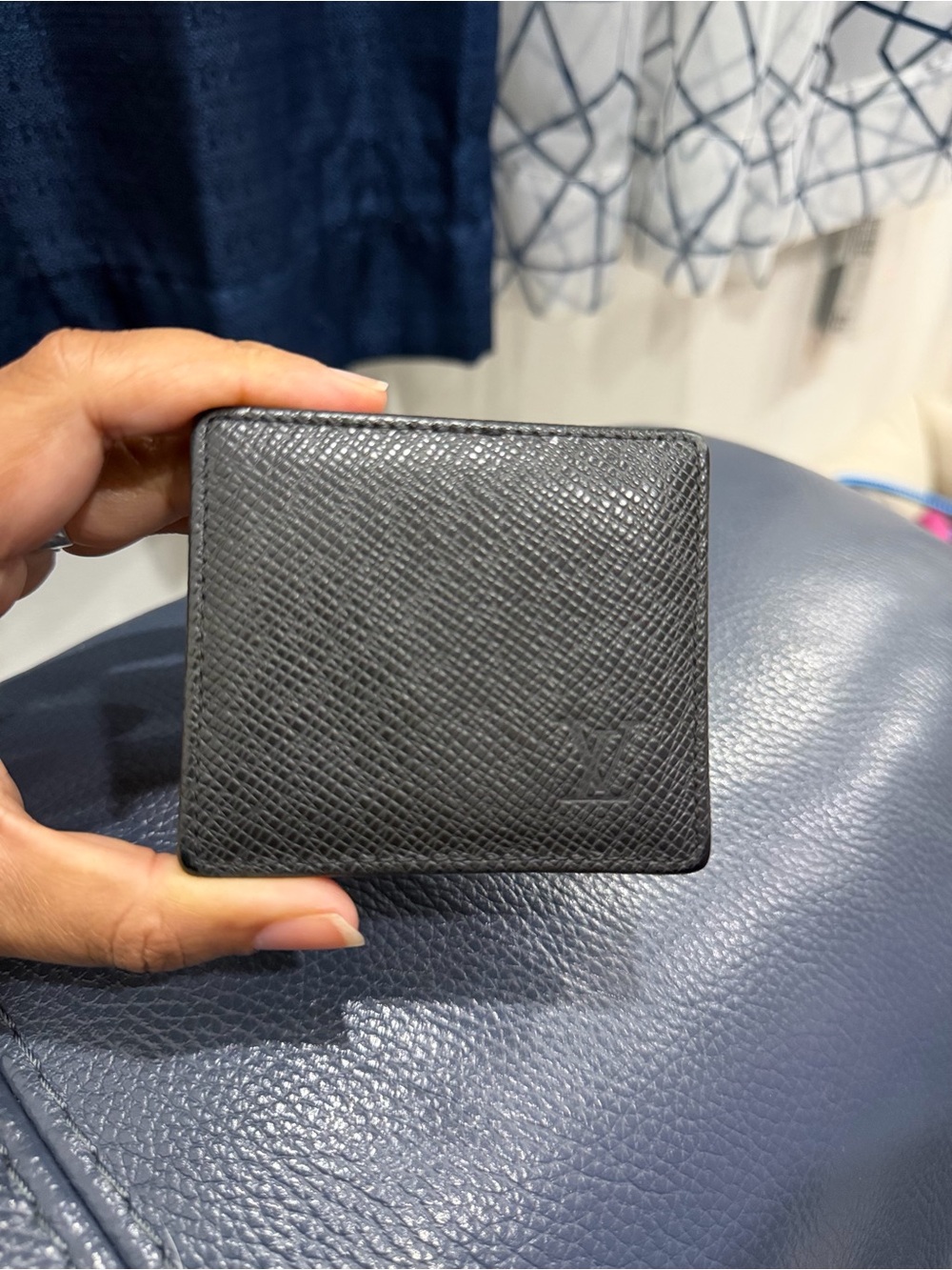 Louis Vuitton Textured Black Leather Bi-Fold Wallet